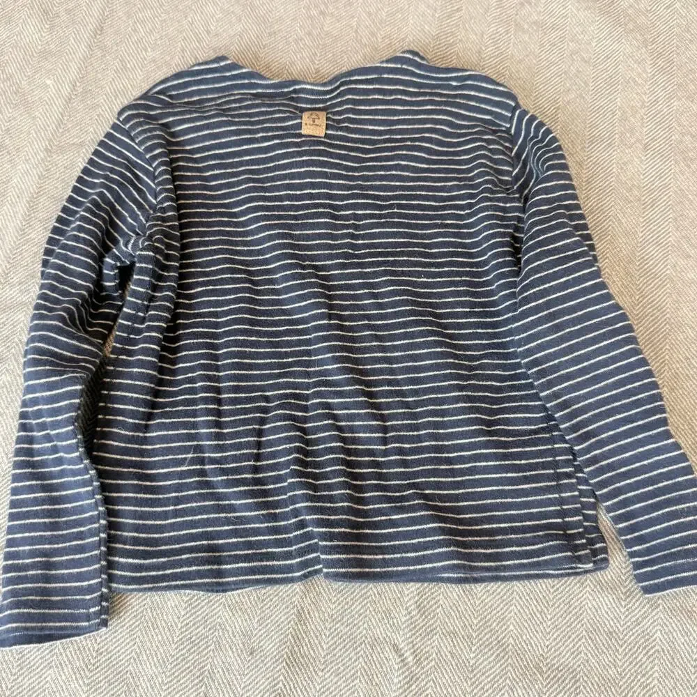 Zara Long Sleeve Soft Henley Button Blue Stripe T Shirt Top 3T 4T Toddler Boys